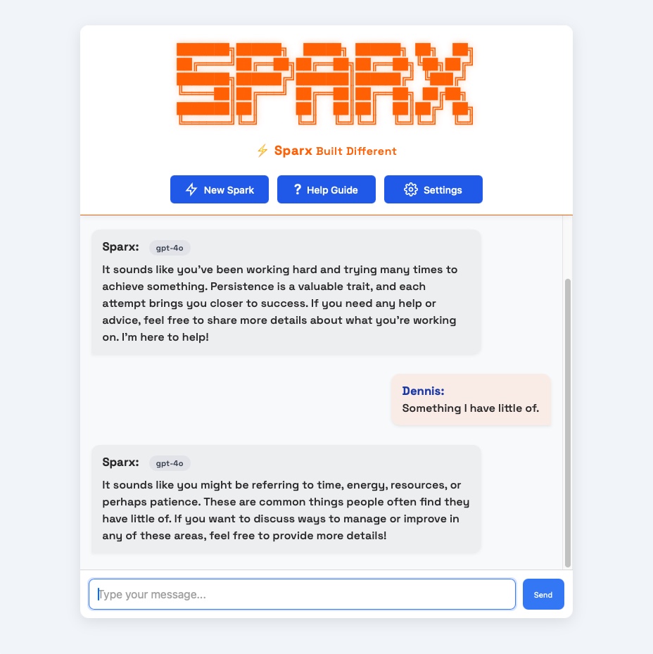 Sparx AI Assistant Interface