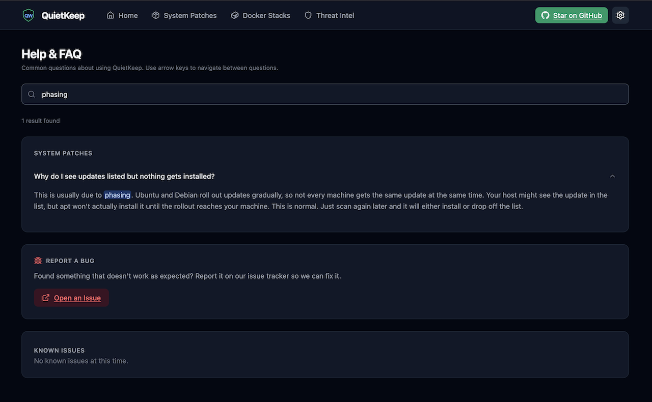 QuietKeep Help and FAQ page